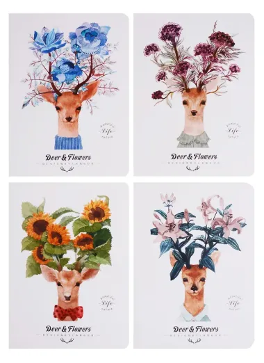 Записная книжка «Deer and flowers», 24 листа, А6