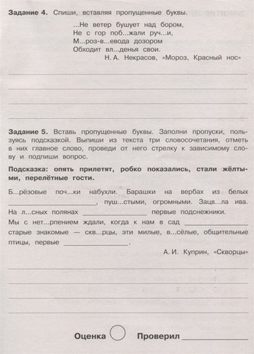 Летние задания по русскому языку. 4 класс. Рабочая тетрадь