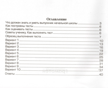 Итоговое тестирование по русскому языку за курс начальной школы