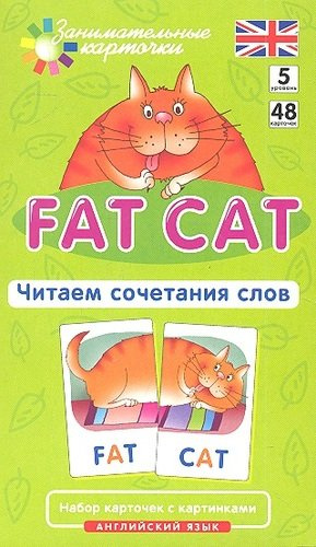 Англ5. Толстый кот (Fat Cat). Читаем сочетания слов. Level 5.  Набор карточек
