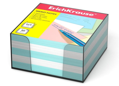 Блок бумаги Erich Krause 9*9*5 см в пластиковом корпусе (Голубой)