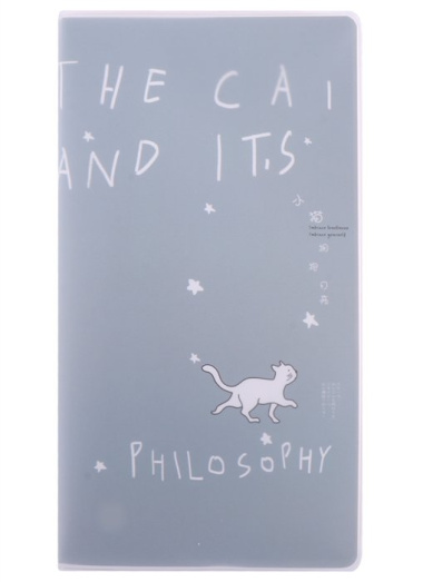 Записная книжка А6+ 80л лин. 91*170 "The cat and philosophy " в ПВХ-обложке, тонир.внутр.блок, ассорти