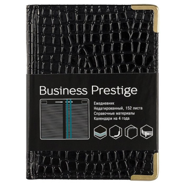 Ежедневник Listoff Prestige Iguana чёрный, недатированный, А6