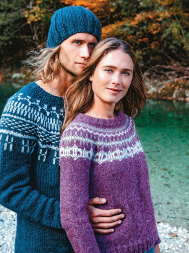 Исландские бесшовные пуловеры с кокеткой-лопапейса: вяжем спицами сверху вниз